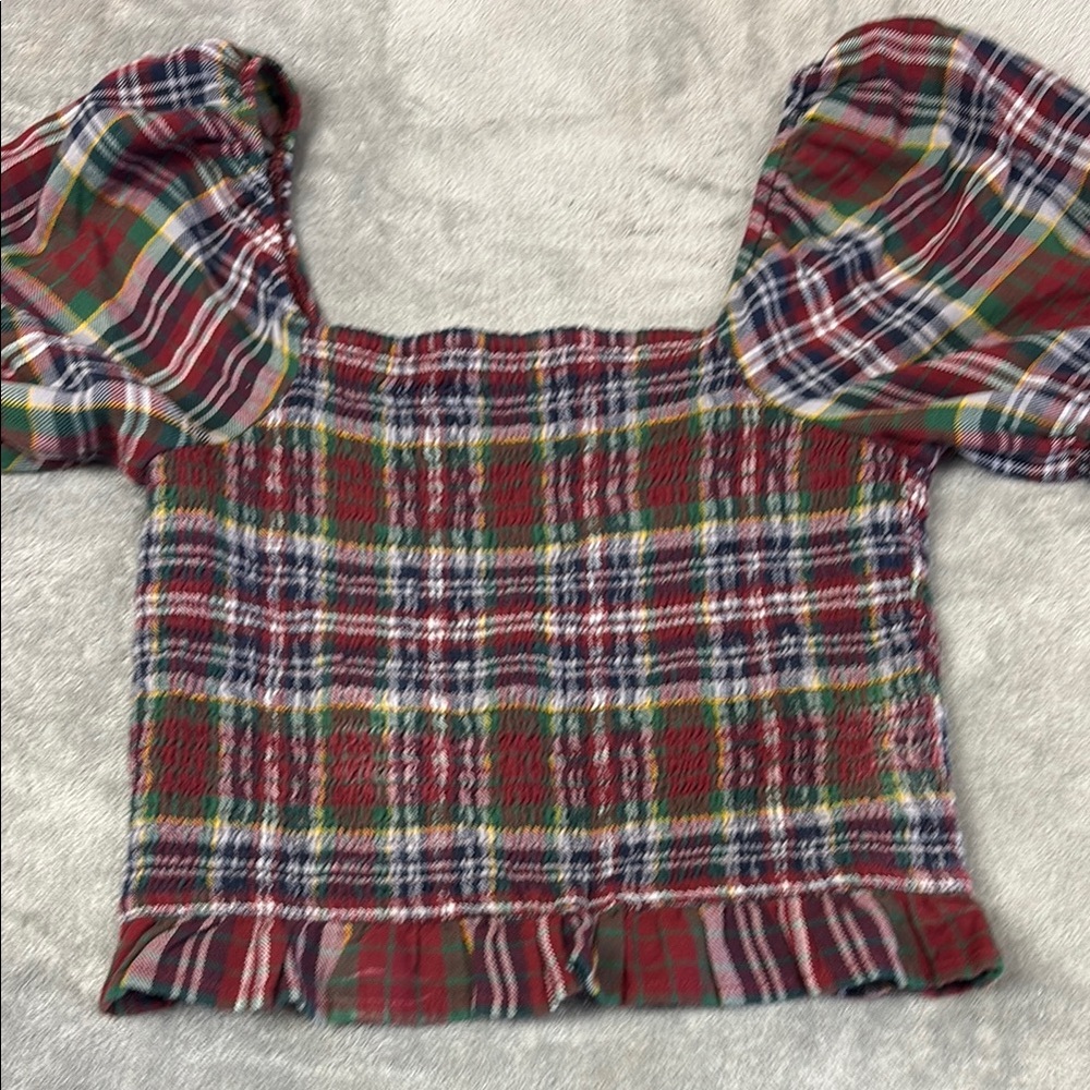 American Eagle Outfitters Plaid Crop Top - Red and Green